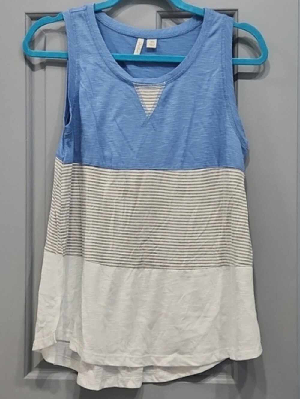 NWOT Cato Active Blue Gray White Stripe Tank Top XS